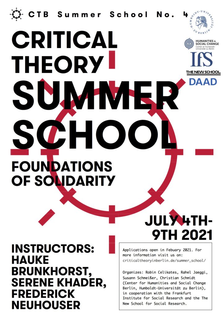International Summer School Critical Theory 2021. Foundations of Solidarity