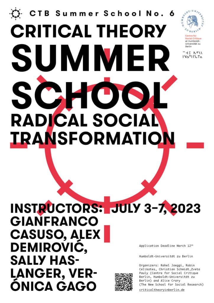 International Summer School Critical Theory 2023. Radical Social Transformation