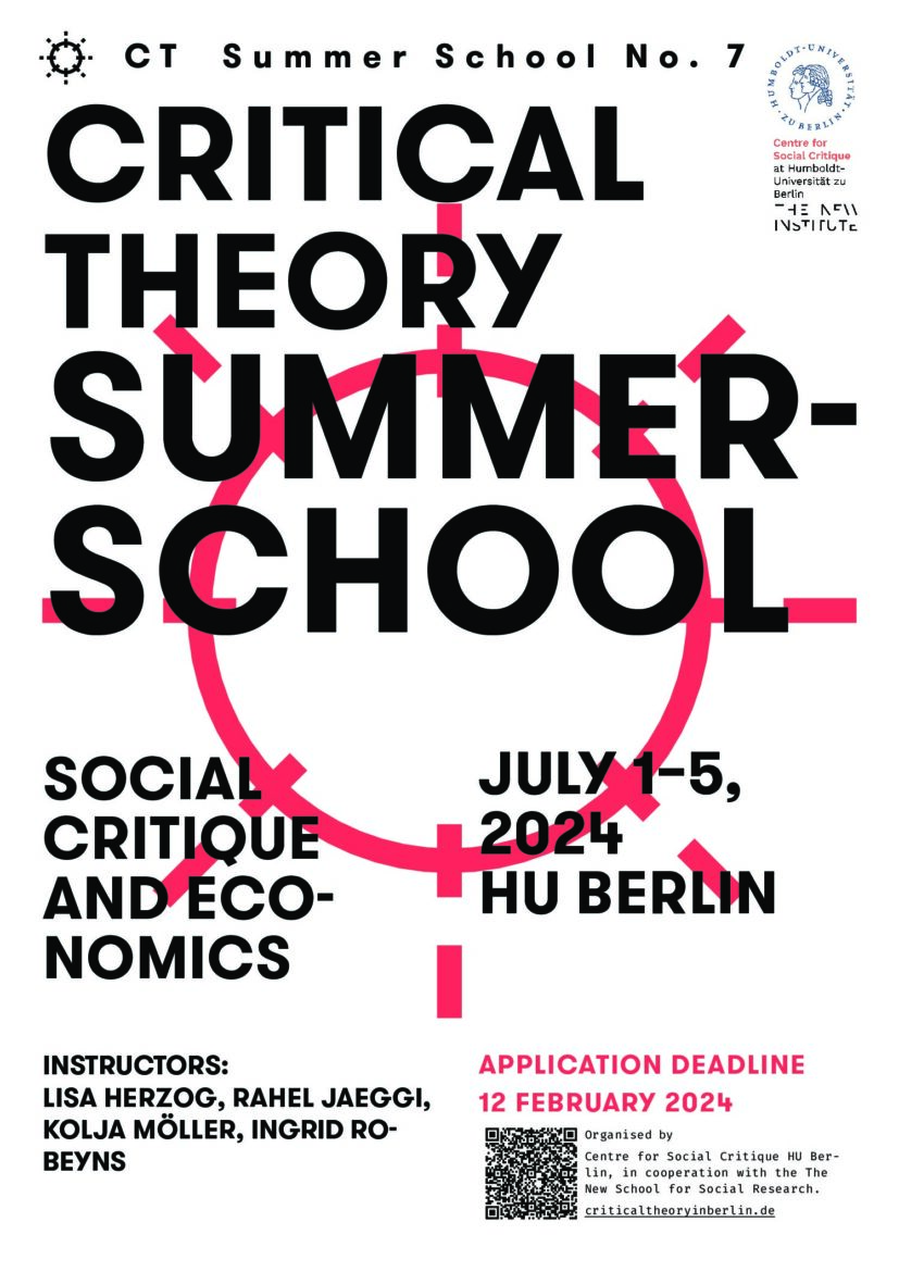 International Summer School in Critical Theory 2024. Social Critique and Economics